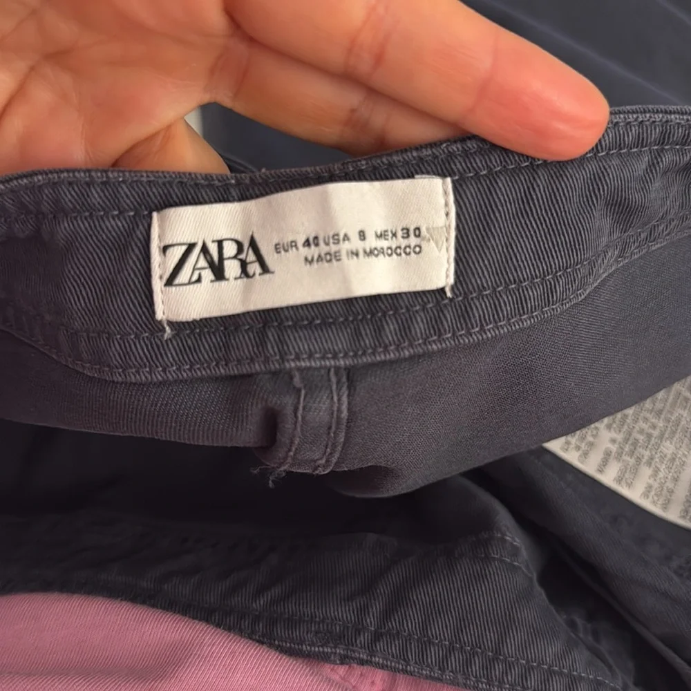 Zara Women's Cargo Straight‎ Leg Pants in Ink Blue